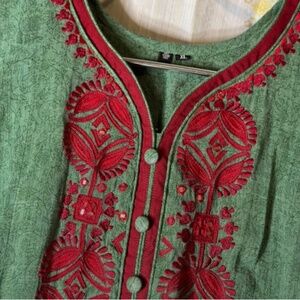 Womens Sari Kurta  Embroidered Sz XL Indian Pakistani Bollywood Dress